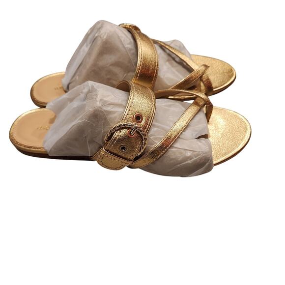 Veronica Beard Salva gold leather sandals size 10 - Picture 4 of 6